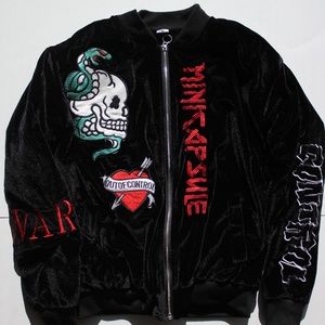 Velvet Bomber Jacket with Decals